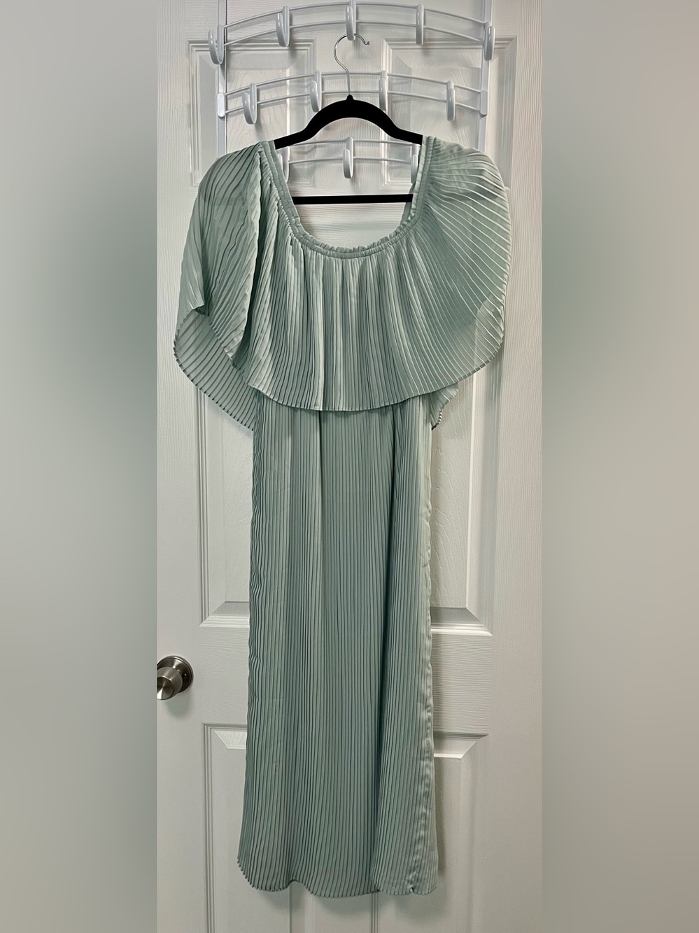 Zara Pleated Sage Green Maxi Dress